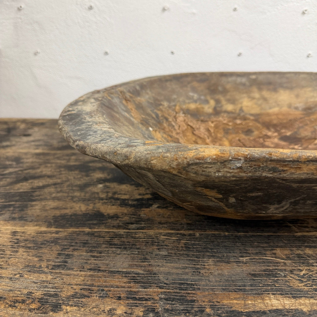 Water Tiger Decor Large Antique Wooden Dough Bowl