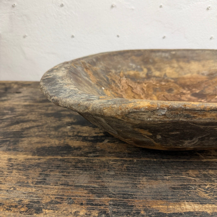 Water Tiger Decor Large Antique Wooden Dough Bowl