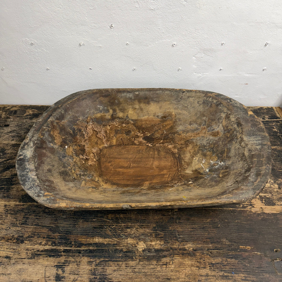 Water Tiger Decor Large Antique Wooden Dough Bowl