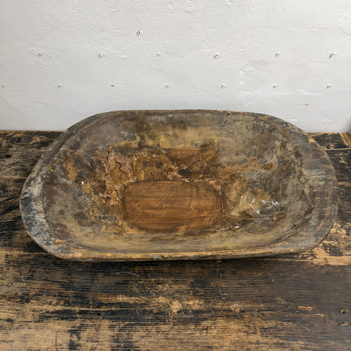 Water Tiger Decor Large Antique Wooden Dough Bowl