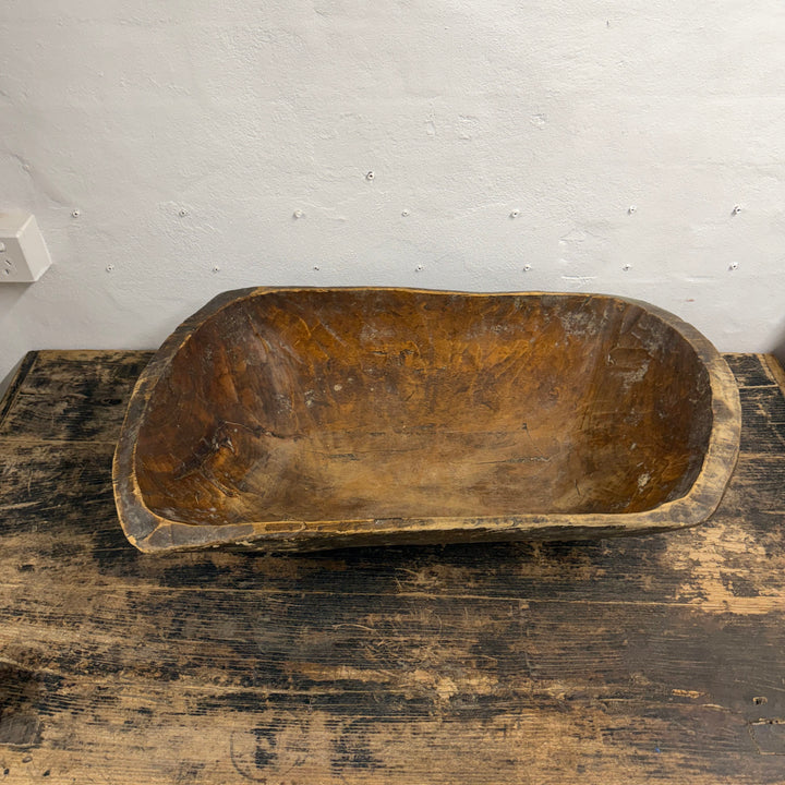 Water Tiger Decor Large Antique Wooden Dough Bowl