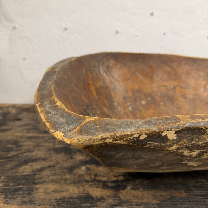 Water Tiger Decor Large Antique Wooden Dough Bowl
