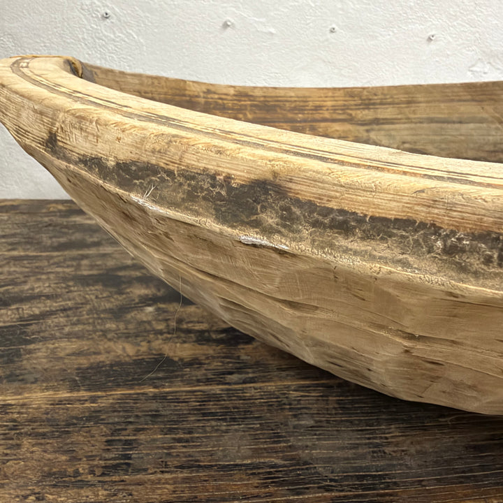 Water Tiger Decor Large Vintage Tibetan Wooden Bowl