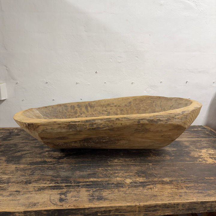 Water Tiger Decor Large Antique Wooden Dough Bowl