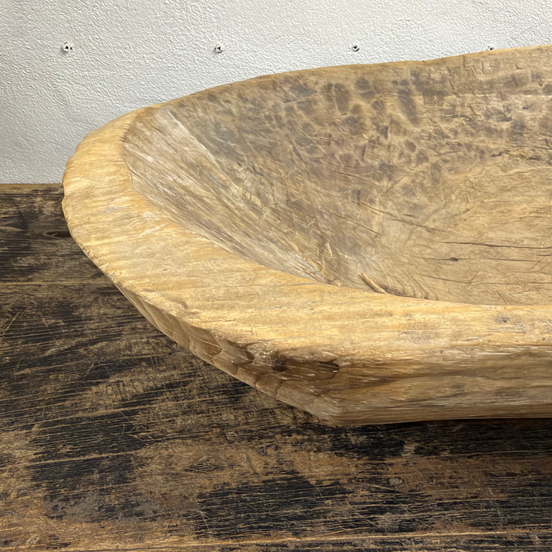 Water Tiger Decor Large Antique Wooden Dough Bowl