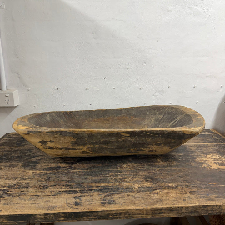 Water Tiger Decor Large Antique Wooden Dough Bowl