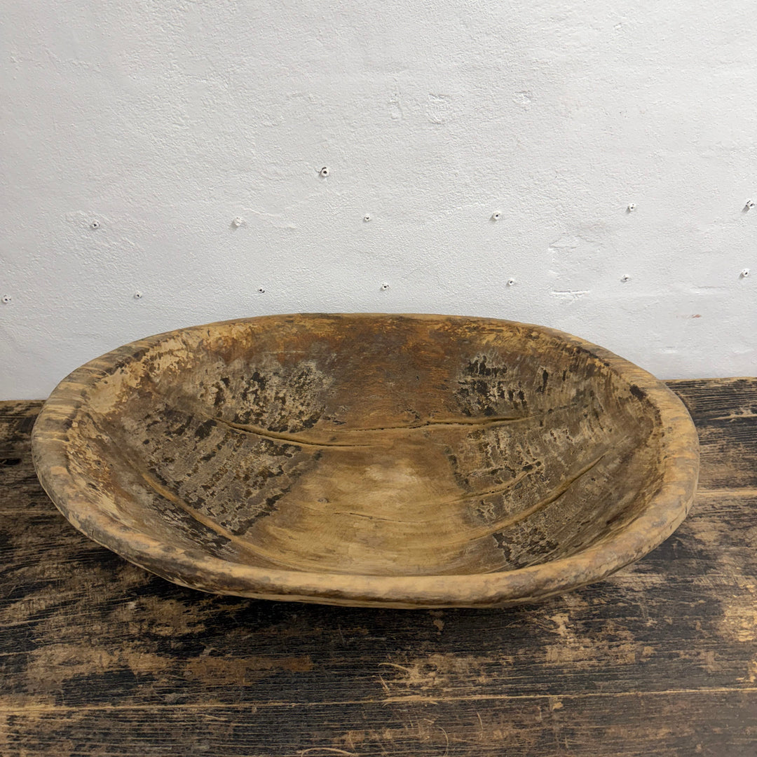 Water Tiger Decor Large Antique Wooden Dough Bowl