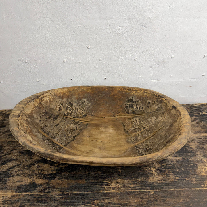 Water Tiger Decor Large Antique Wooden Dough Bowl