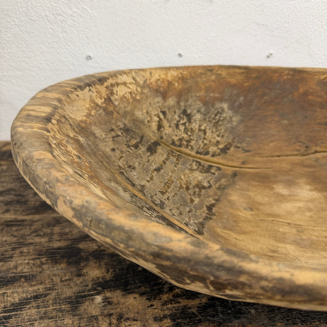 Water Tiger Decor Large Antique Wooden Dough Bowl