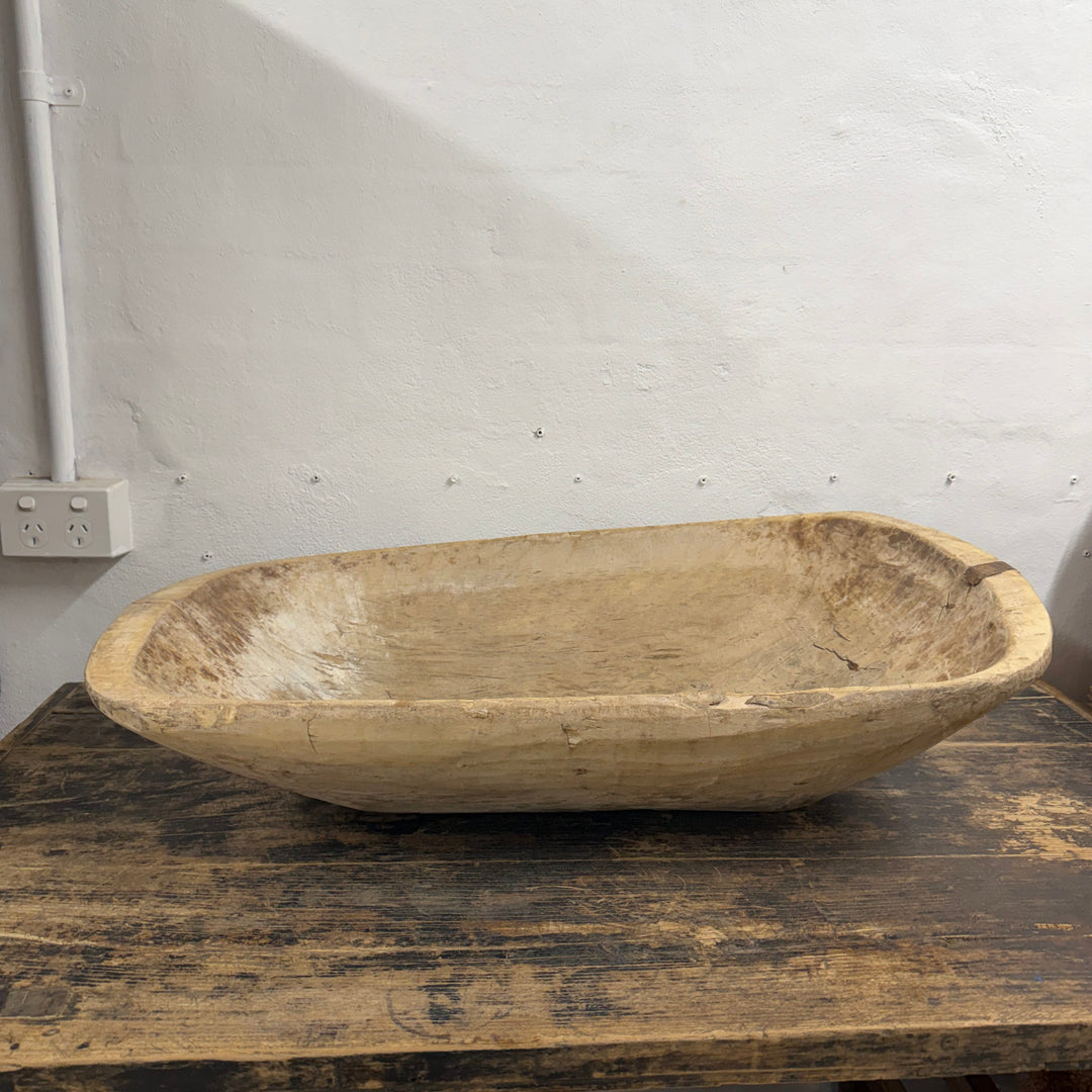 Water Tiger Decor Large Antique Wooden Dough Bowl