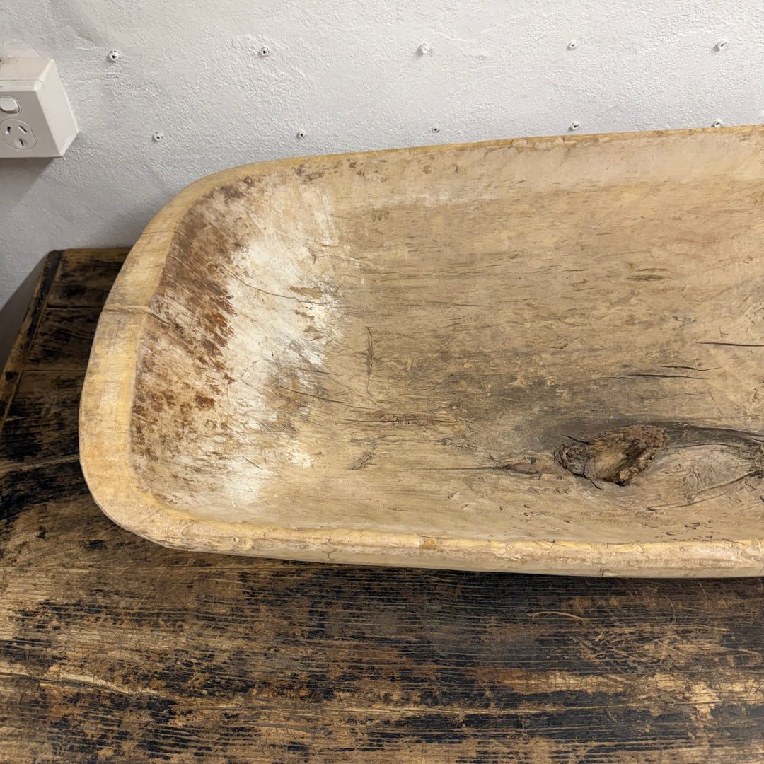 Water Tiger Decor Large Antique Wooden Dough Bowl