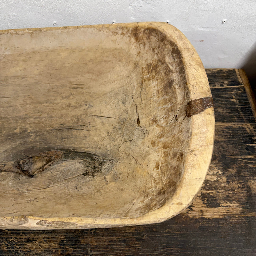 Water Tiger Decor Large Antique Wooden Dough Bowl