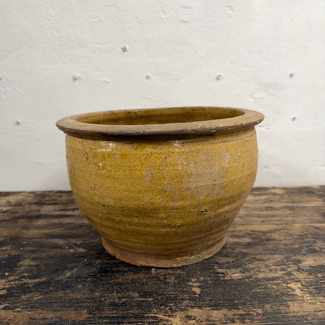Water Tiger Decor Indonesian Aged Mustard Glazed Pots