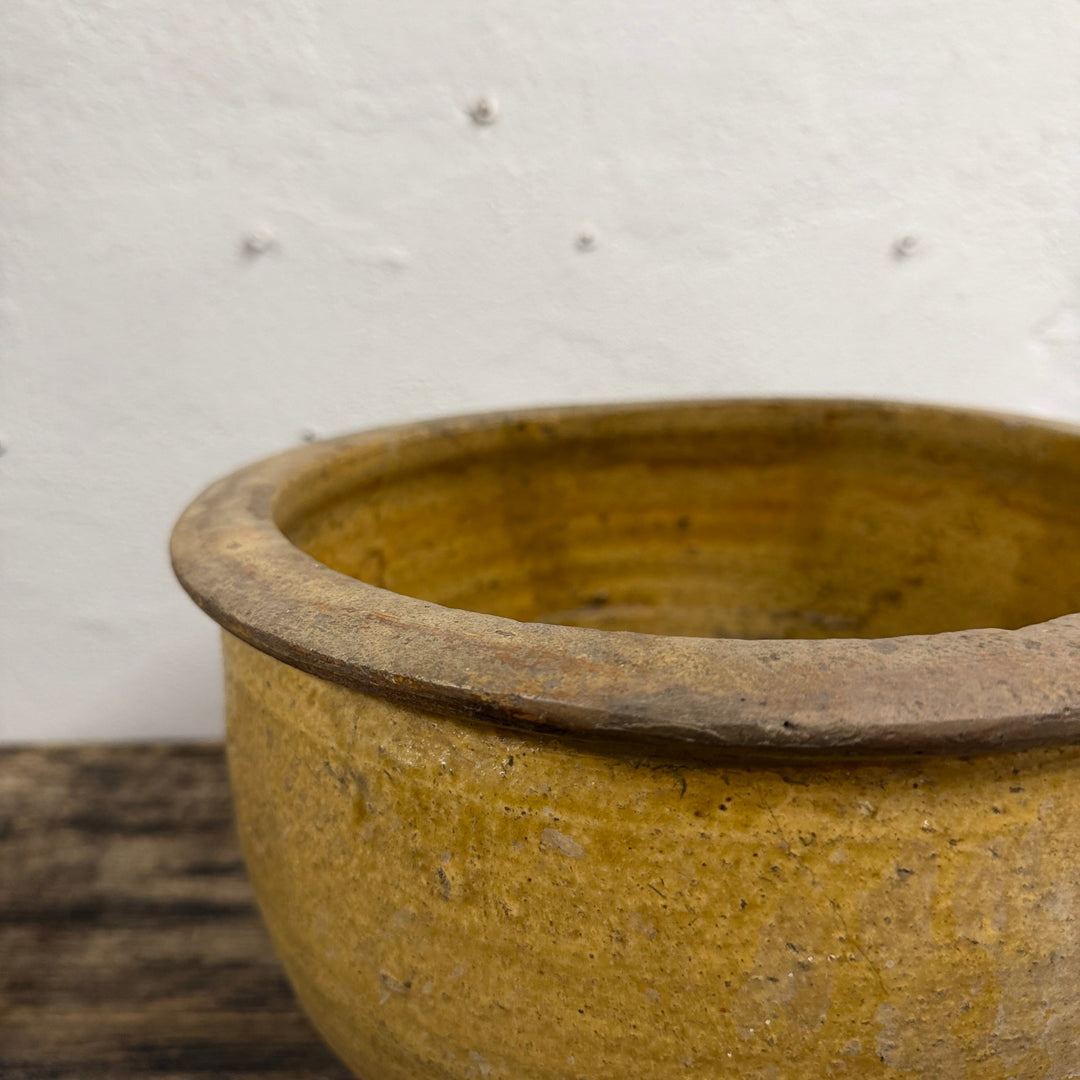 Water Tiger Decor Indonesian Aged Mustard Glazed Pots