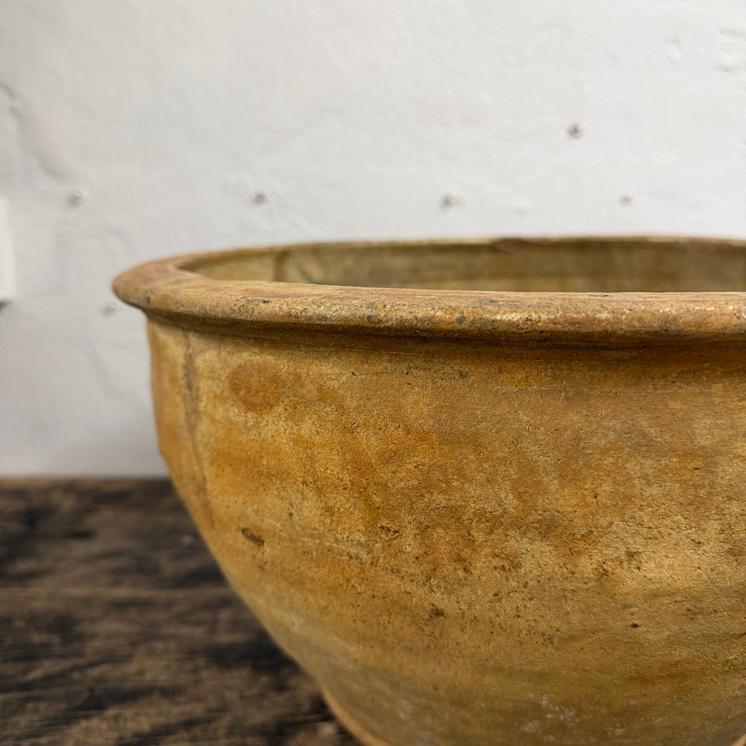 Water Tiger Decor Indonesian Aged Mustard Glazed Pots