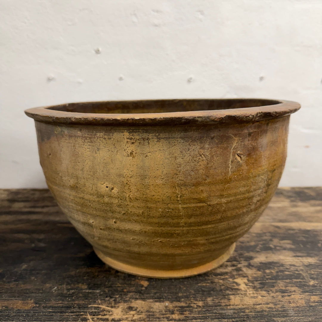 Water Tiger Decor Indonesian Aged Mustard Glazed Pots