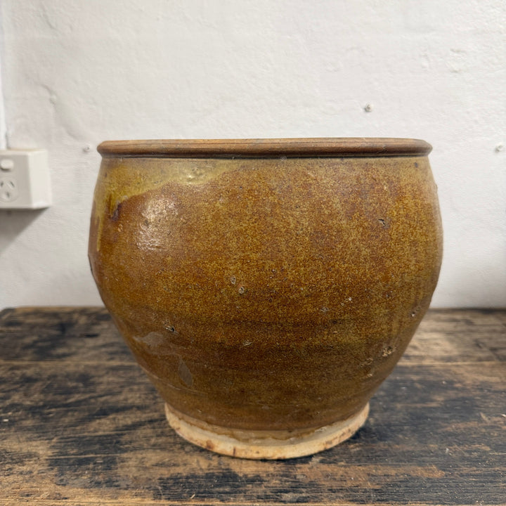Water Tiger Decor Indonesian Aged Mustard Glazed Pots