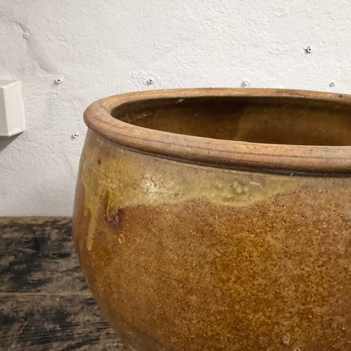 Water Tiger Decor Indonesian Aged Mustard Glazed Pots