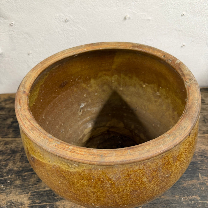 Water Tiger Decor Indonesian Aged Mustard Glazed Pots
