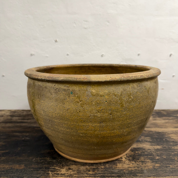 Water Tiger Decor Indonesian Aged Mustard Glazed Pots