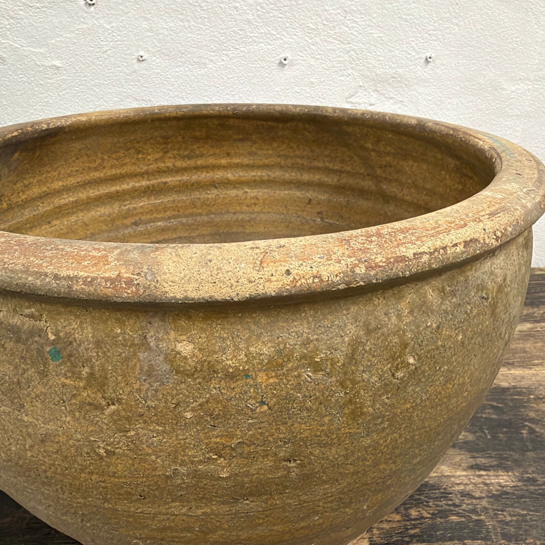 Water Tiger Decor Indonesian Aged Mustard Glazed Pots