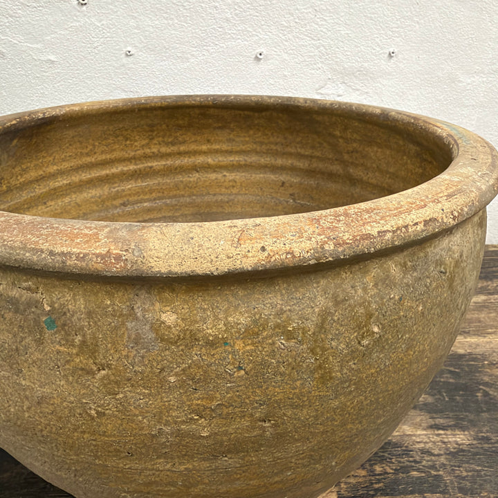 Water Tiger Decor Indonesian Aged Mustard Glazed Pots