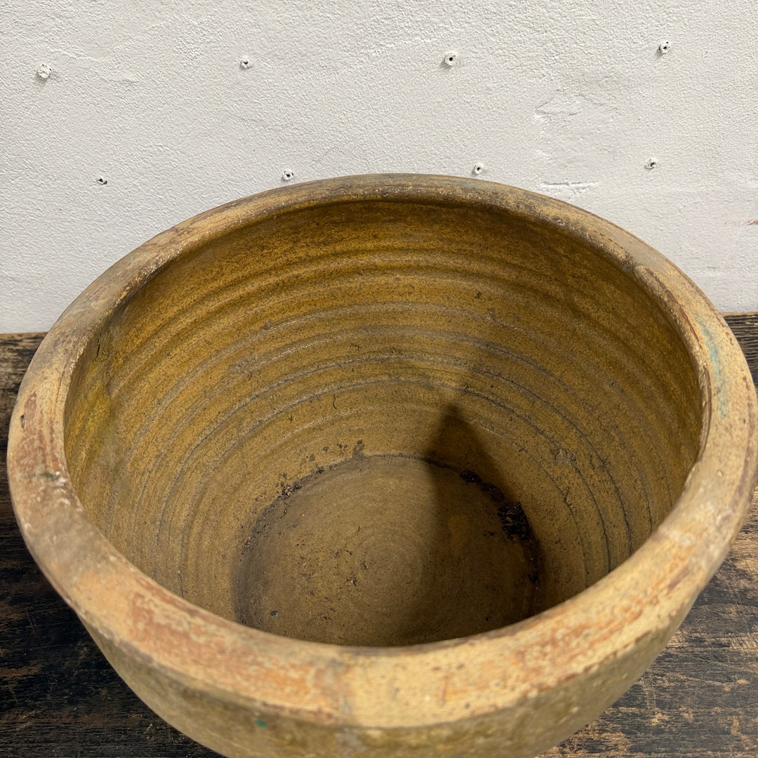 Water Tiger Decor Indonesian Aged Mustard Glazed Pots