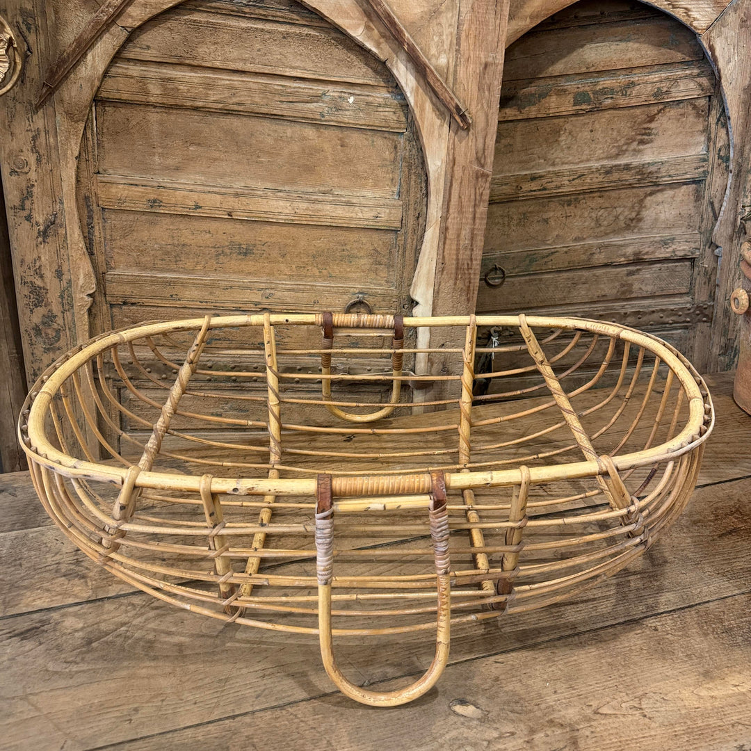 Water Tiger Furniture Mid Century Rattan Cradle Basket From France | Vintage Nursery Furniture