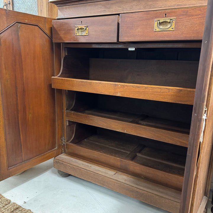 Water Tiger Anglo-Indian Style Teak Linen Press c.1900