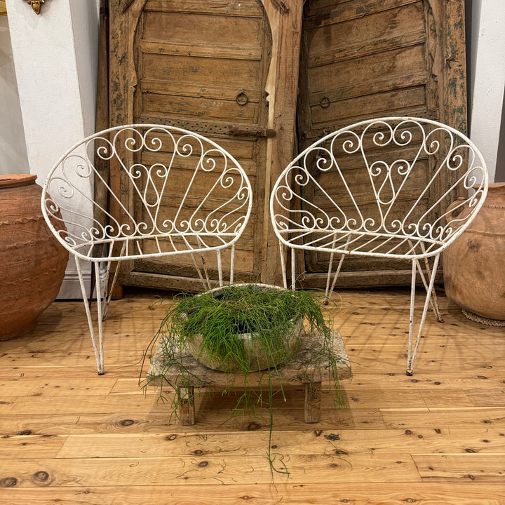 Water Tiger Furniture Antique French White Iron Chair