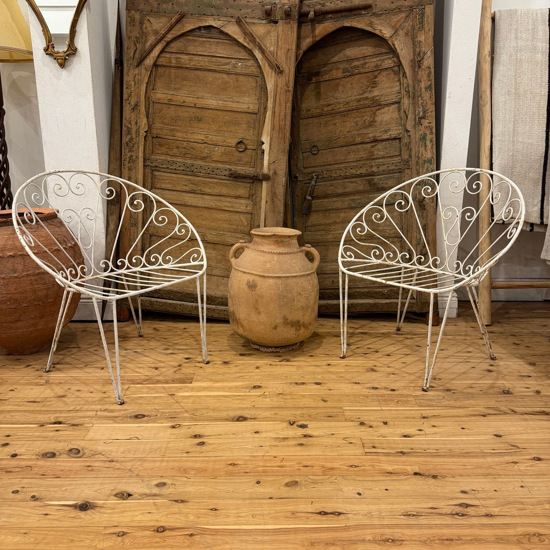 Water Tiger Furniture Antique French White Iron Chair