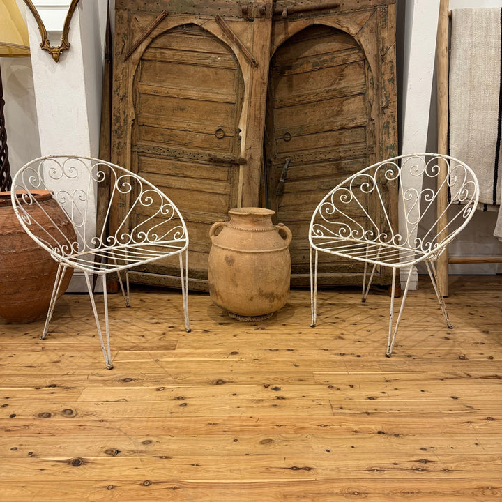 Water Tiger Furniture Antique French White Iron Chair