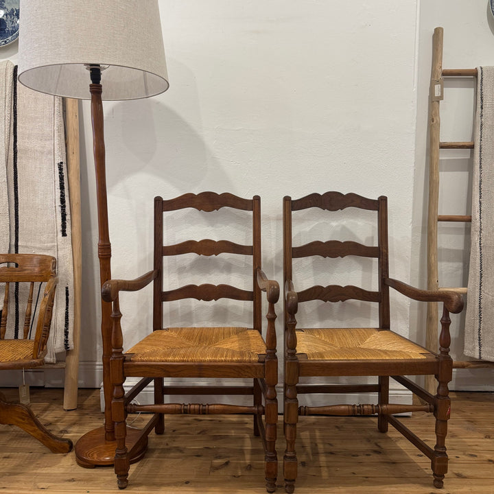 Water Tiger Furniture Ladderback Rush Arm Chairs | French Furniture . Set of 2