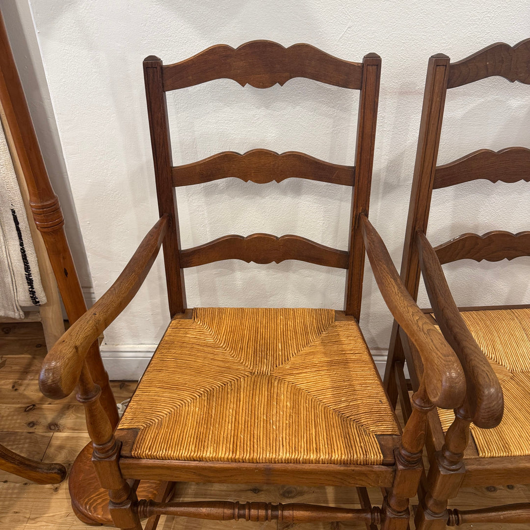 Water Tiger Furniture Ladderback Rush Arm Chairs | French Furniture . Set of 2