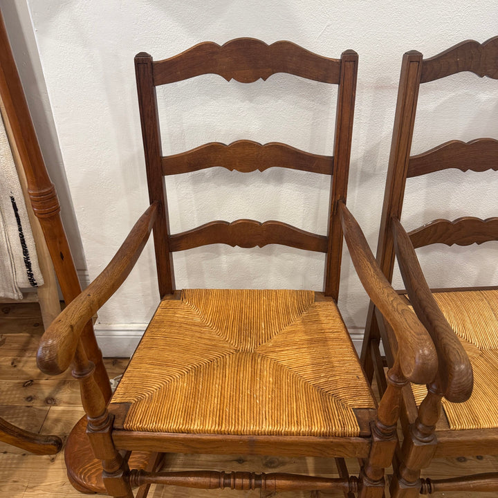 Water Tiger Furniture Ladderback Rush Arm Chairs | French Furniture . Set of 2