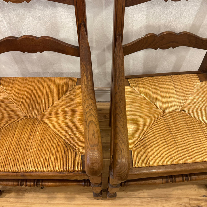 Water Tiger Furniture Ladderback Rush Arm Chairs | French Furniture . Set of 2