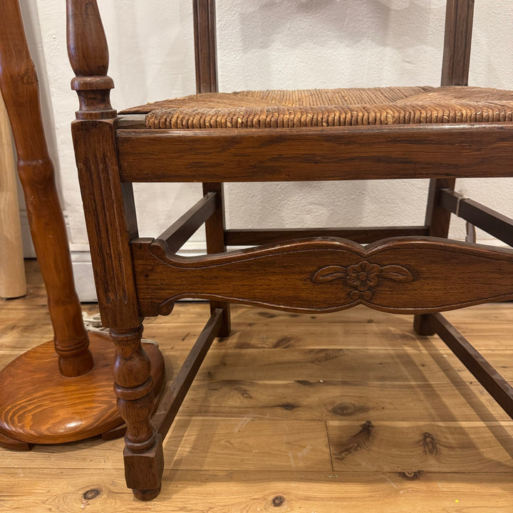 Water Tiger Furniture Mid Century Rustic Armchair In Beech Wood With Straw Seat