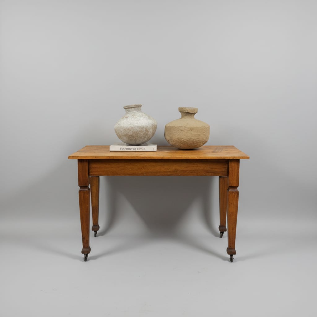 Water Tiger Vintage Pine School Desk on Wheels