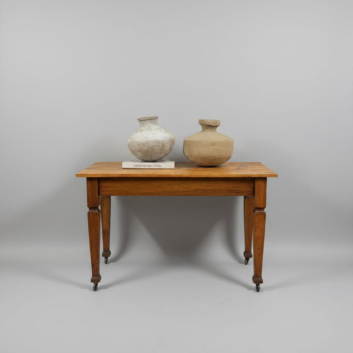 Water Tiger Vintage Pine School Desk on Wheels