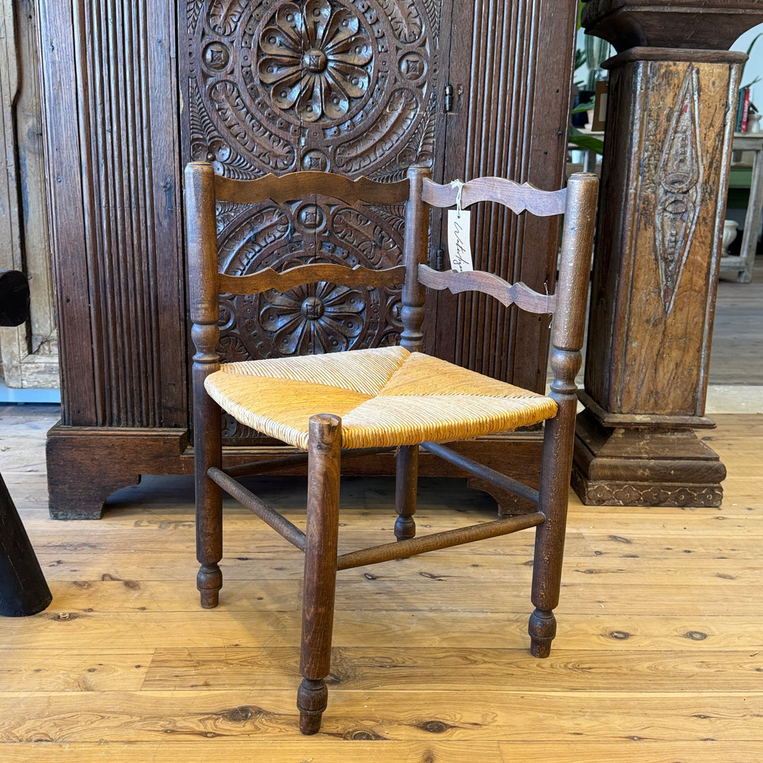 Water Tiger Furniture French Antique Corner Chair with Rush Seat