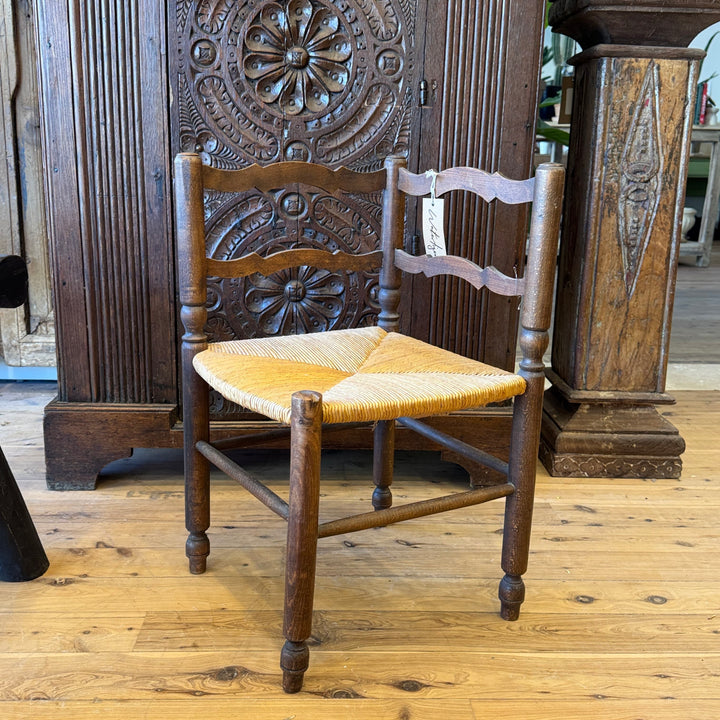 Water Tiger Furniture French Antique Corner Chair with Rush Seat
