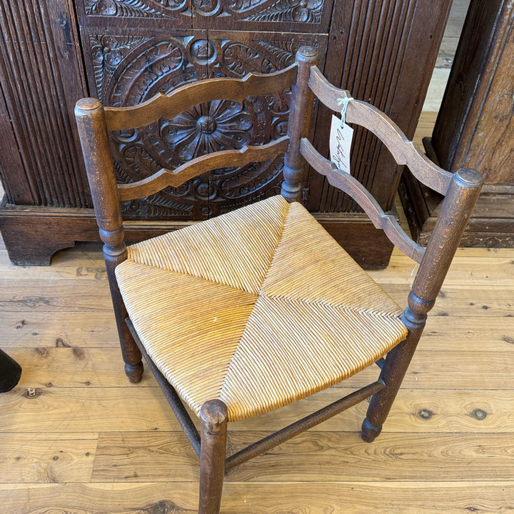 Water Tiger Furniture French Antique Corner Chair with Rush Seat