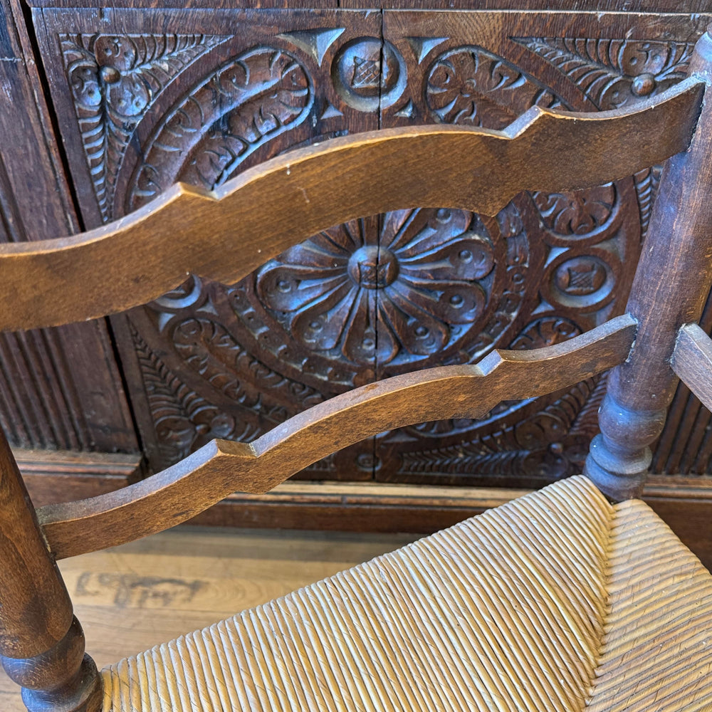 Water Tiger Furniture French Antique Corner Chair with Rush Seat