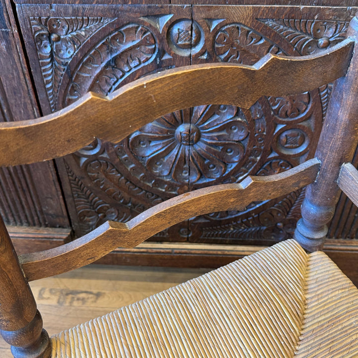 Water Tiger Furniture French Antique Corner Chair with Rush Seat