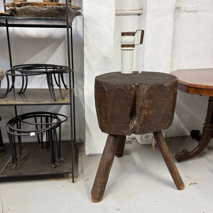Water Tiger Furniture 19th Century French Provincial Rustic Elm Chopping Block Table