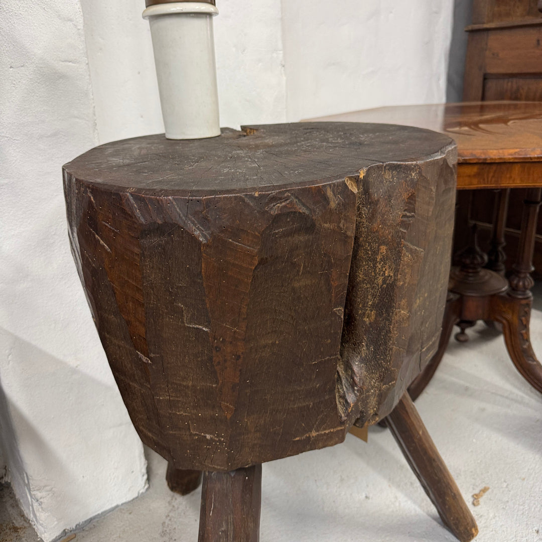 Water Tiger Furniture 19th Century French Provincial Rustic Elm Chopping Block Table