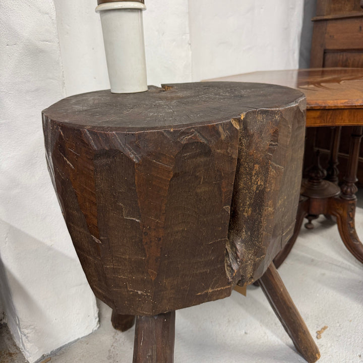 Water Tiger Furniture 19th Century French Provincial Rustic Elm Chopping Block Table