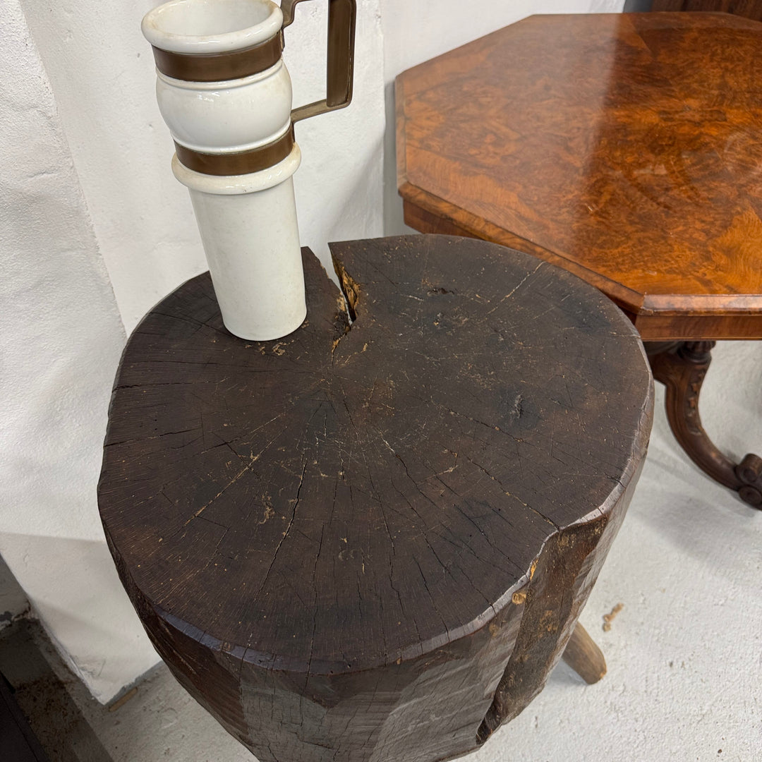 Water Tiger Furniture 19th Century French Provincial Rustic Elm Chopping Block Table