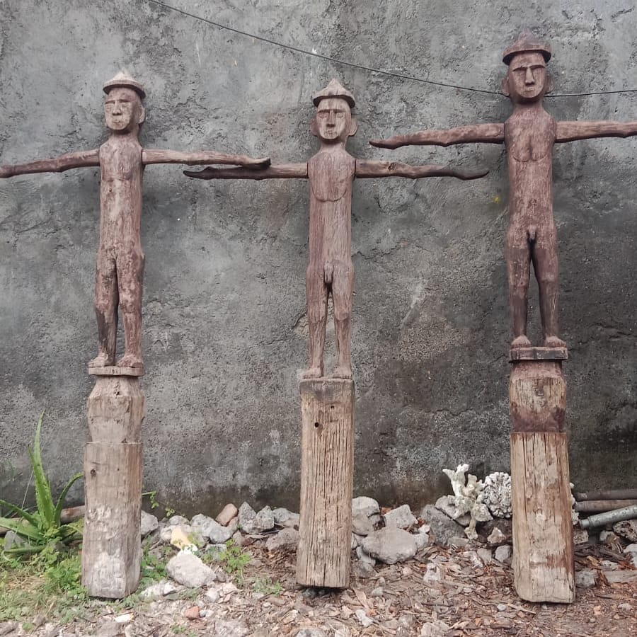 Water Tiger indonesia 19th Century Iron Wood Tribal Guardians - West Kalimantan Antique Statues