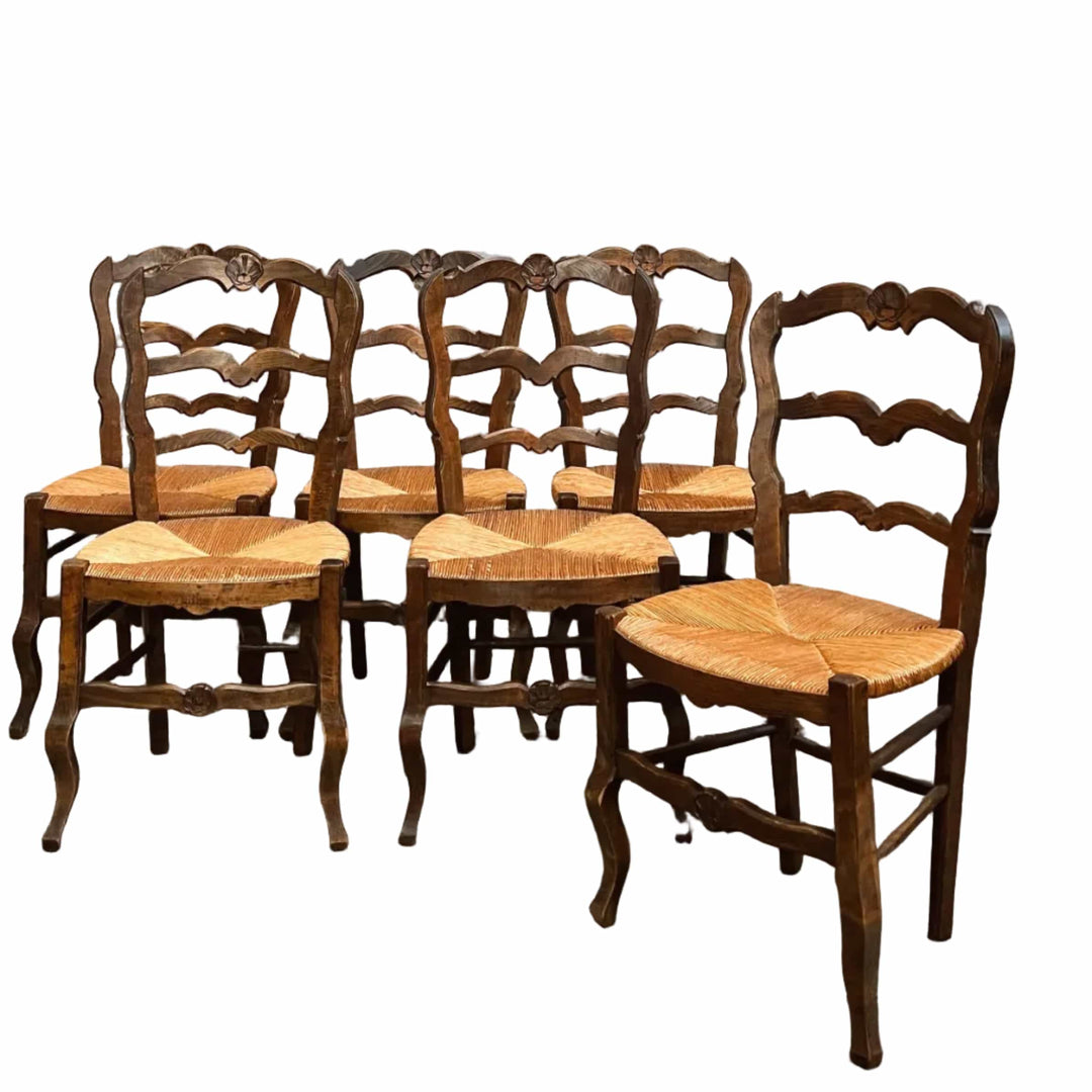 Water Tiger Furniture French Set of 6 Provincial Louis XV Style Chairs | 1930&